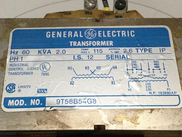 Used GENERAL ELECTRIC / GE 2 kVA Transformer 9T58B54G8 #107878