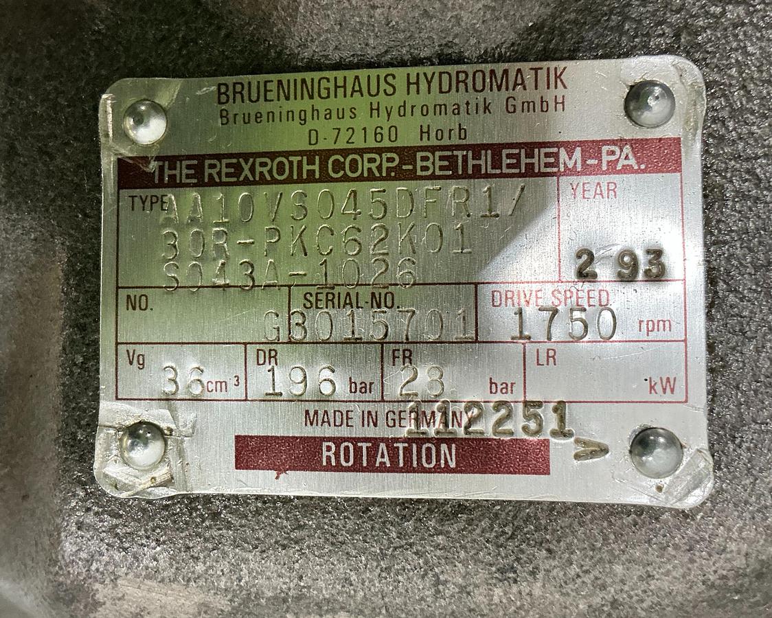 Used BRUENINGHAUS AA10VS045DFR1/30R-PKC62kK01S043A-1026