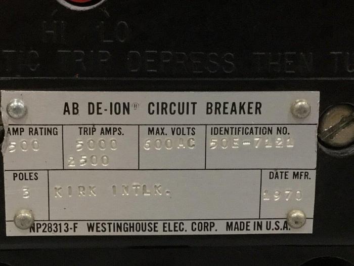 Used WESTINGHOUSE 500 Amp Circuit Breaker NP28313-F #105140