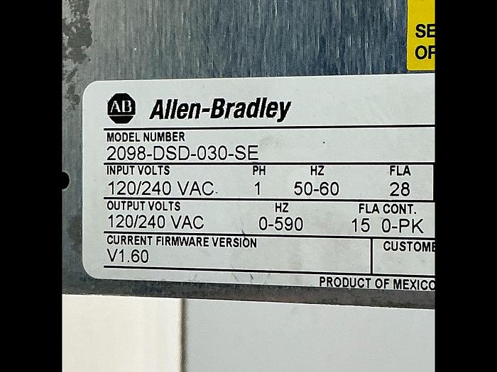 Used ALLEN BRADLEY 2098-DSD-030-SE