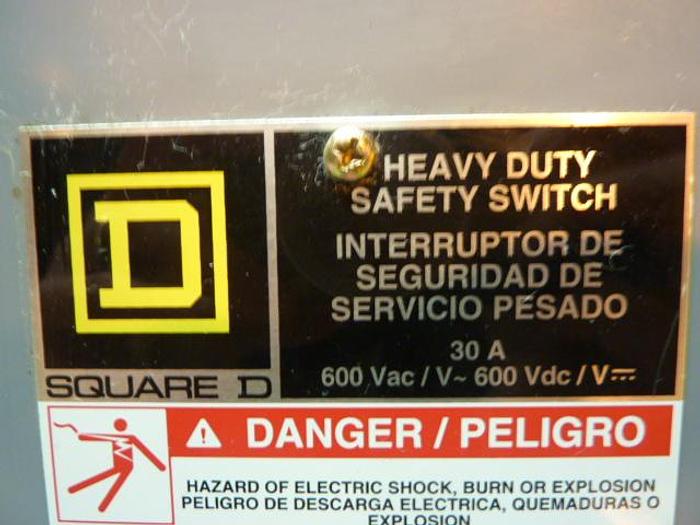Used SQUARE D 30 Amp Safety Disconnect Switch H361 E1 Used