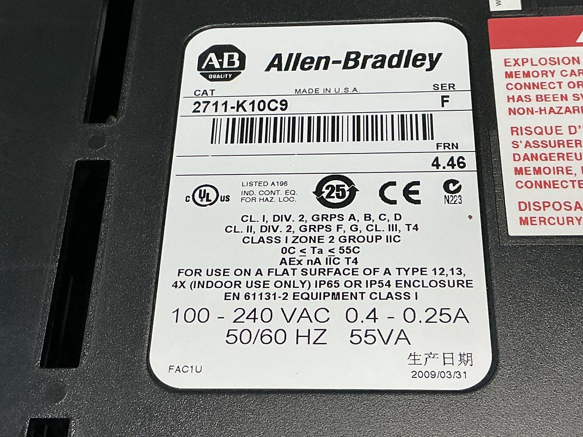 Used ALLEN BRADLEY 2711-K10C9