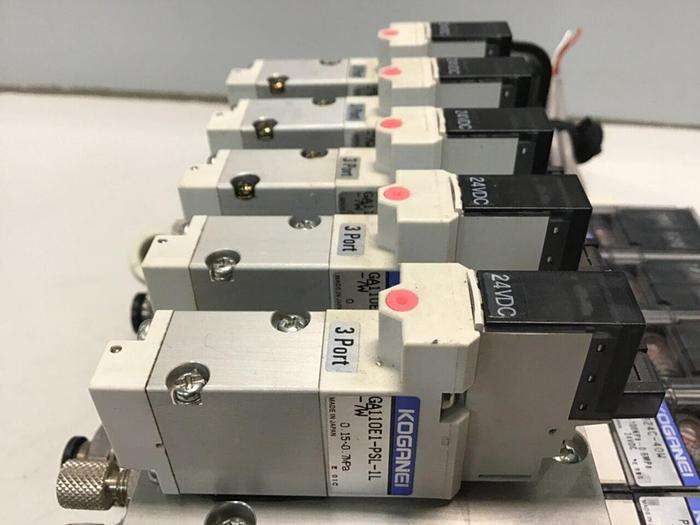 Used KOGANEI Manifold w/ Valves PBM5P-9W #120948