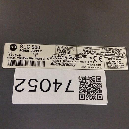Used ALLEN BRADLEY Power Supply & Slot Rack 1746-P1 SER A / 1746-A7 SER B #74052