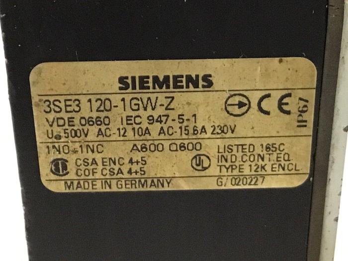 Used SIEMENS Limit Switch3 3SE3 120-1GW-Z #121159