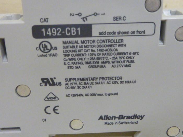 ALLEN BRADLEY 2 Amp Circuit Breaker 1492-CB1/G020 SER C #64235