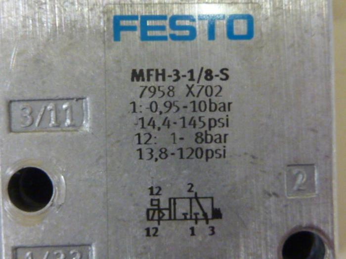 Used FESTO Solenoid Valve MFH-3-1/8-S #64063