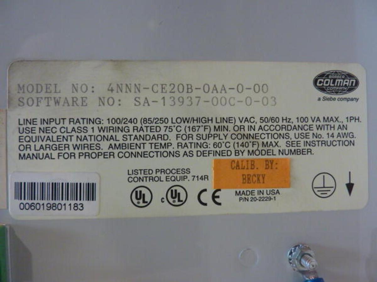 Used BARBER COLMAN Control Card Rack 4NNN-CE20B-OAA-0-00 Used