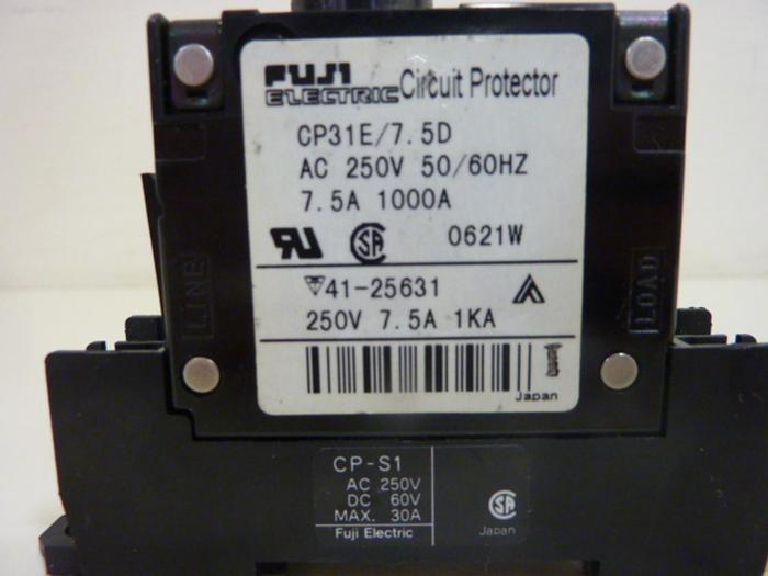 Used FUJI ELECTRIC 7.5 Amp Circuit Breaker CP31E/7.5D #46664