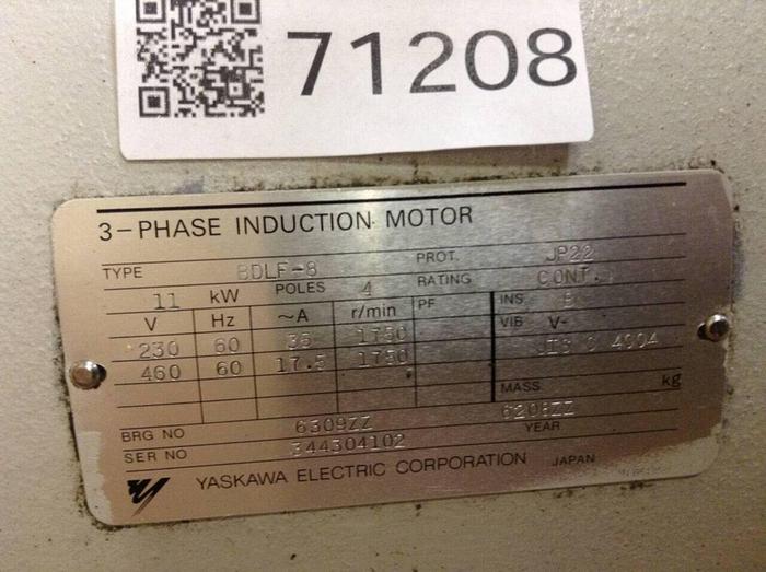 Used YASKAWA 3 Phase Induction Motor BDLF-8 #71208