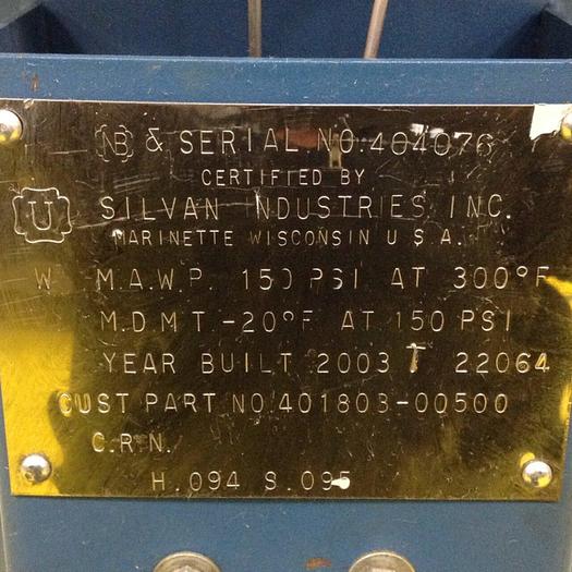 Used SILVAN INDUSTRIES Compressor Tank H.094S.095 Used