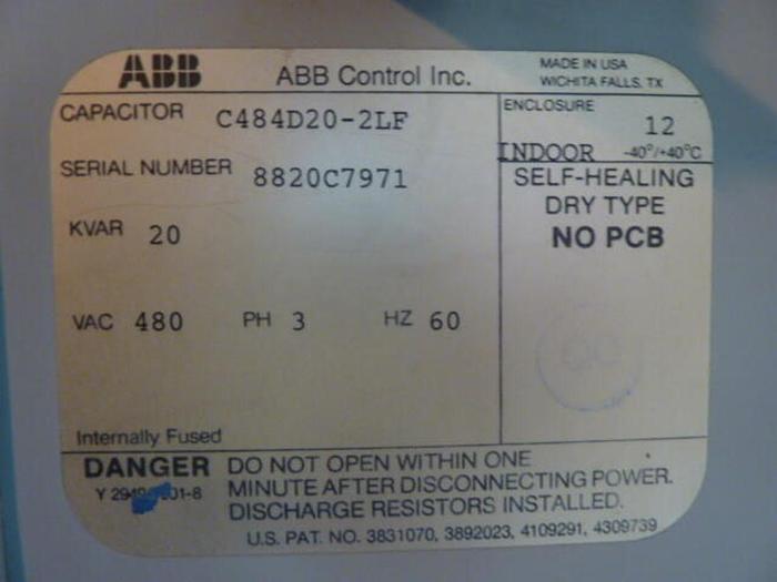 Used ABB Capacitor C484D20-2LF #29036