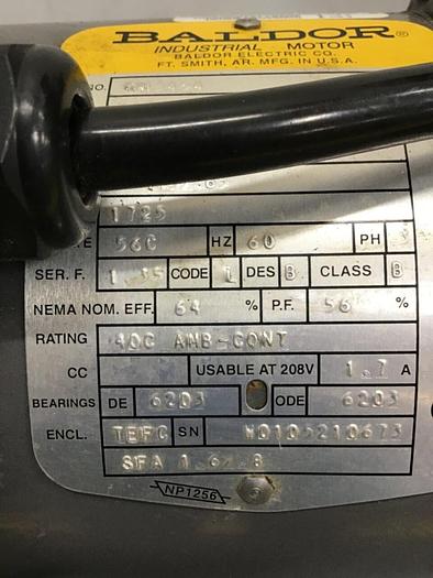 Used BALDOR .25 HP Motor KM3454 #134457