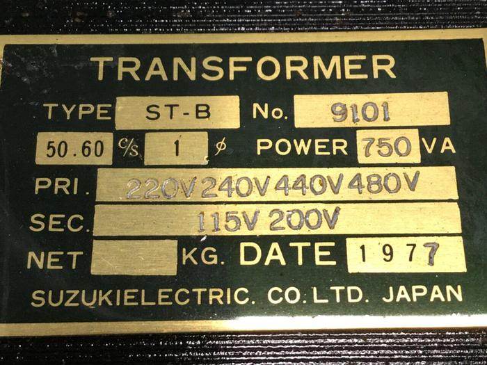 Used SUZUKI ELECTRIC 0.75 kVA Transformer ST-B #109246