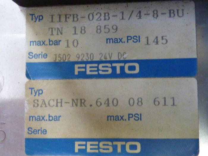 Used FESTO Control Block / Valve Terminal IFB8-02 #52862