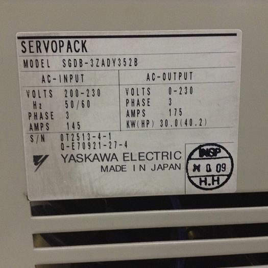 Used YASKAWA ELECTRIC Servo Pack SGDB-3ZADY352B Used