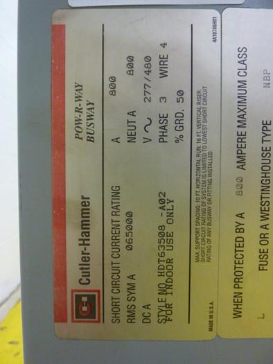 Used CUTLER HAMMER Bus Duct Junction Tap Box HDT63508-A02 Used