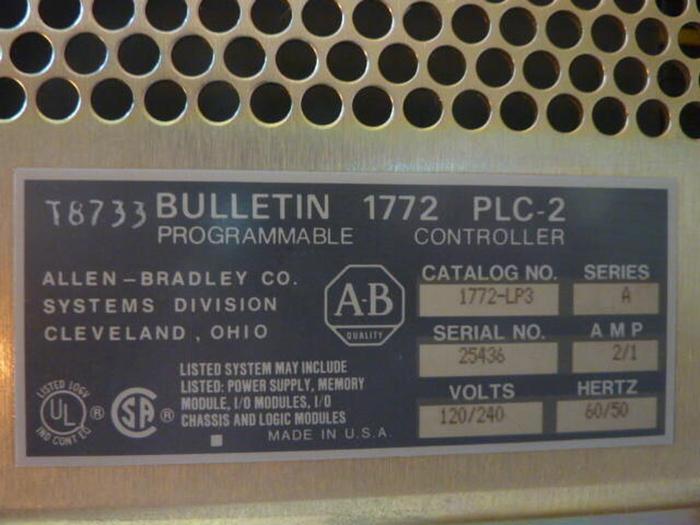 Used ALLEN BRADLEY Programmable Controller 1772-LP3 SER A #69265
