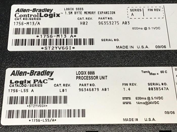 Used ALLEN BRADLEY Logix 5555 Processor Module 1756-L55 SER A #129061