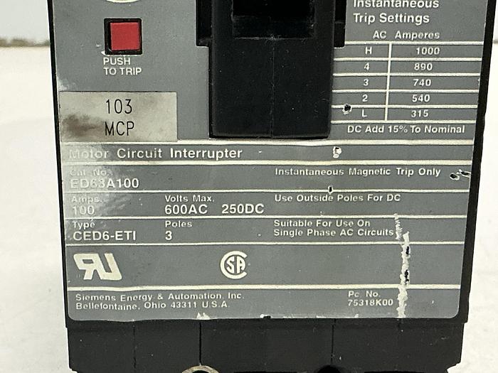 Used SIEMENS ED63A100