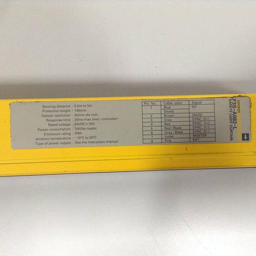 Used OMRON Safety Light Curtain F3S-A082-L #90218
