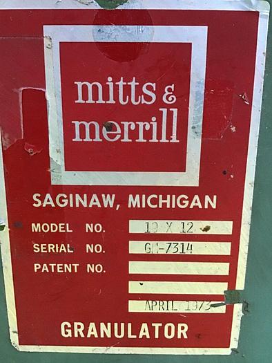 Used MITTS & MERRILL 7.5 HP Grinder 10X12 MM Used