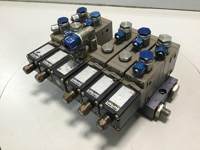 Used BURKERT Solenoid Valves & Manifold 413-G-06 #116032
