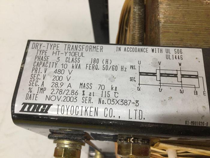 Used TOYOGIKEN 10 kVA Transformer HT-Y10EUL #107822