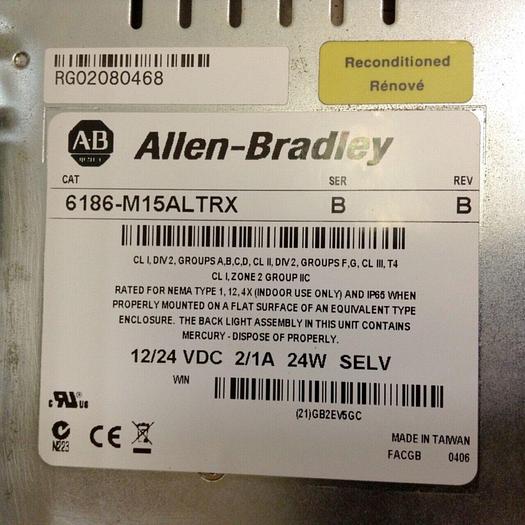 Used ALLEN BRADLEY Versa View 1500M 6186-M15ALTRX SER B Used