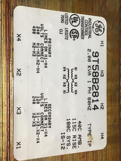 Used GENERAL ELECTRIC 2.00 kVA Transformer 9T58B2814 #134428