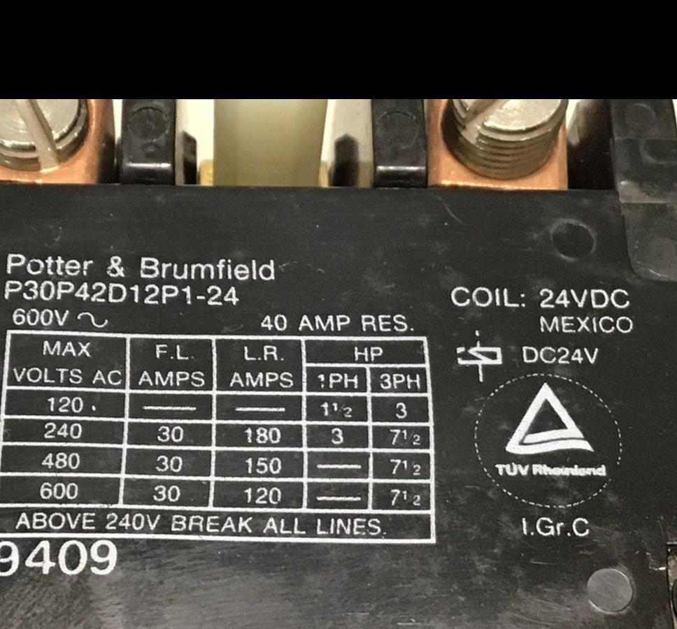 Used POTTER & BRUMFIELD Contactor P30P42D12P1-24 USED
