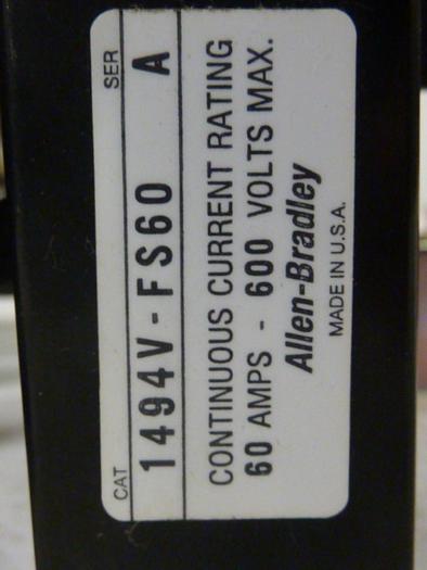 Used ALLEN BRADLEY 60 Amp Disconnect Switch 1494V-DS60 SER A #57437