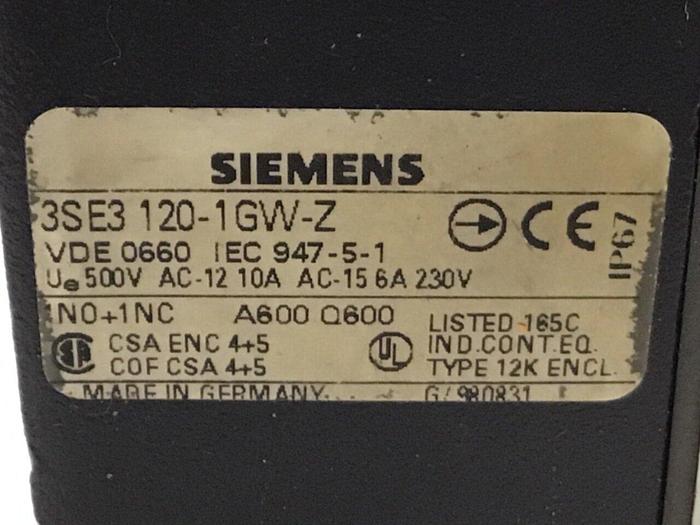 Used SIEMENS Limit Switch3 3SE3 120-1GW-Z #121165