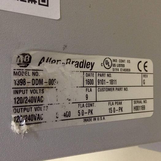Used ALLEN BRADLEY Servo Drive 1398-DDM-009X-DN Used