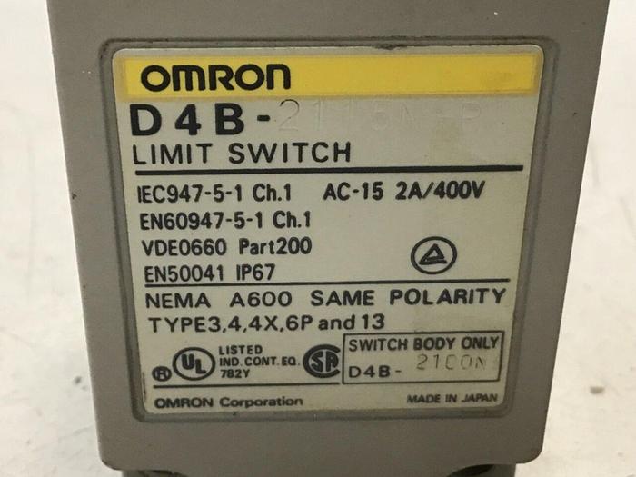 Used OMRON Limit Switch D4B-2115N-R #121525