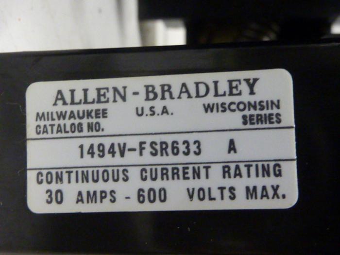 Used ALLEN BRADLEY 30 Amp Disconnect Switch 1494V-DS30 SER A #57400