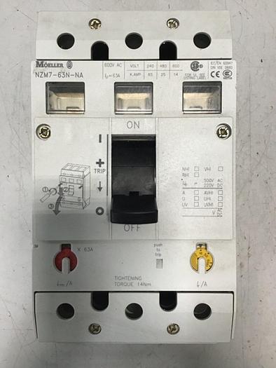Used MOELLER 63 Amp Circuit Breaker NZM7-63N-NA #137124