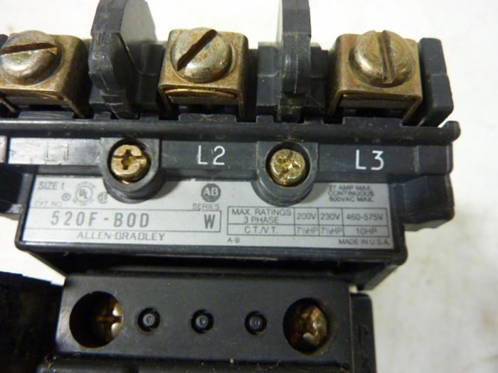 Used ALLEN BRADLEY Starter Size 1 520F-BOD SER W W32 #58020
