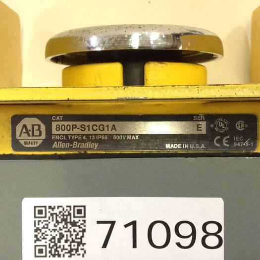Used ALLEN BRADLEY Push Button 800P-S1CG1A SER E #71098