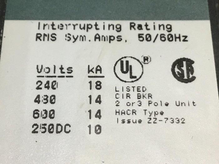 Used GE 100 Amp Circuit Breaker TED136100XL / DISCONNECT Used