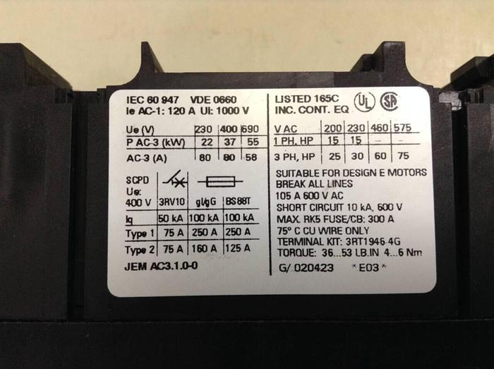 Used SIEMENS Contactor 3RT1 045-3AK60 USED