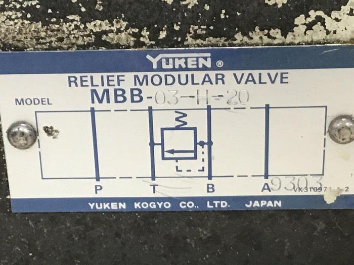 Used YUKEN Relief Module Valve MBB-03-H-20 #77764