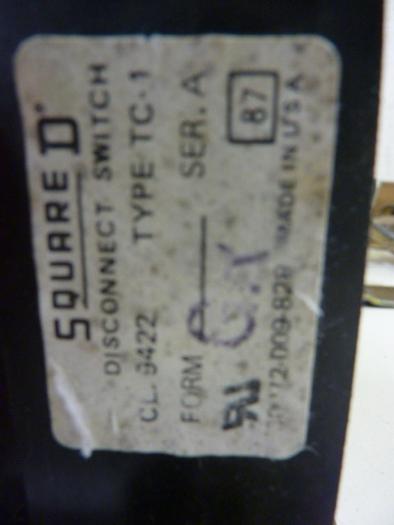 Used SQUARE D Disconnect Switch 9422-TC-1 #65898