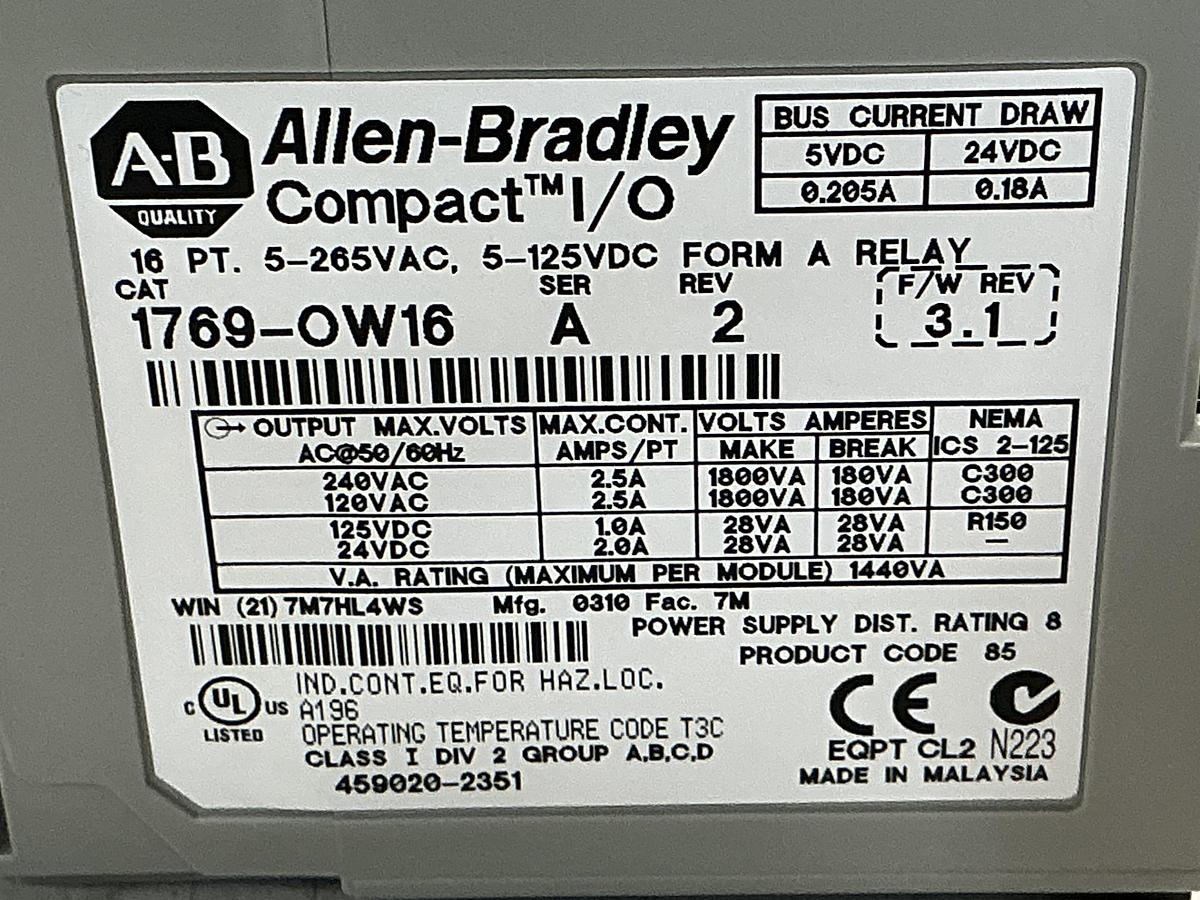 Used ALLEN BRADLEY 1764-24BWA SER A