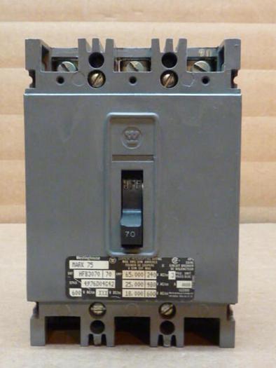 Used WESTINGHOUSE 70 Amp Circuit Breaker HFB3070 #27807