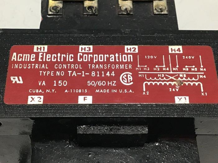 Used ACME ELECTRIC 150 VA Transformer TA-1-81144 #117056