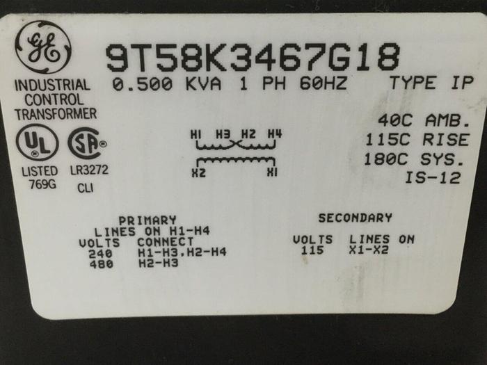 Used GENERAL ELECTRIC / GE 0.500 kVA Transformer 9T58K3467G18 #107867