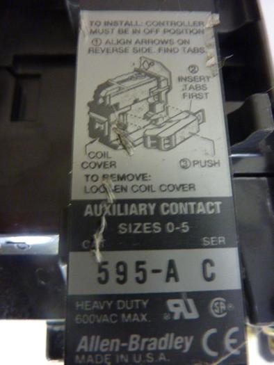 Used ALLEN BRADLEY Starter Size 1 509-BOD SER B W27 #55237