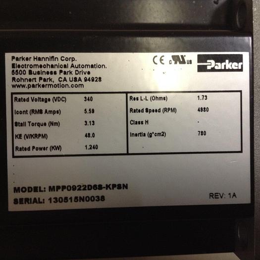 Used PARKER Motor MPP0922D6S-KPSN Used