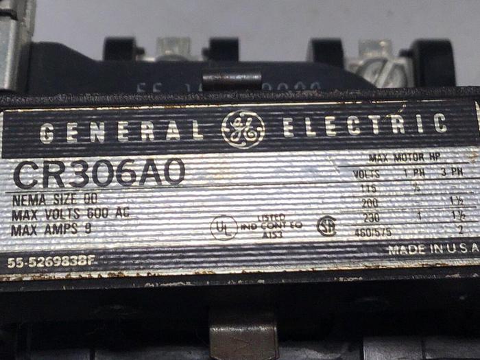 Used GENERAL ELECTRIC (G.E.) Motor Starter Size 00 CR306A0 #119458